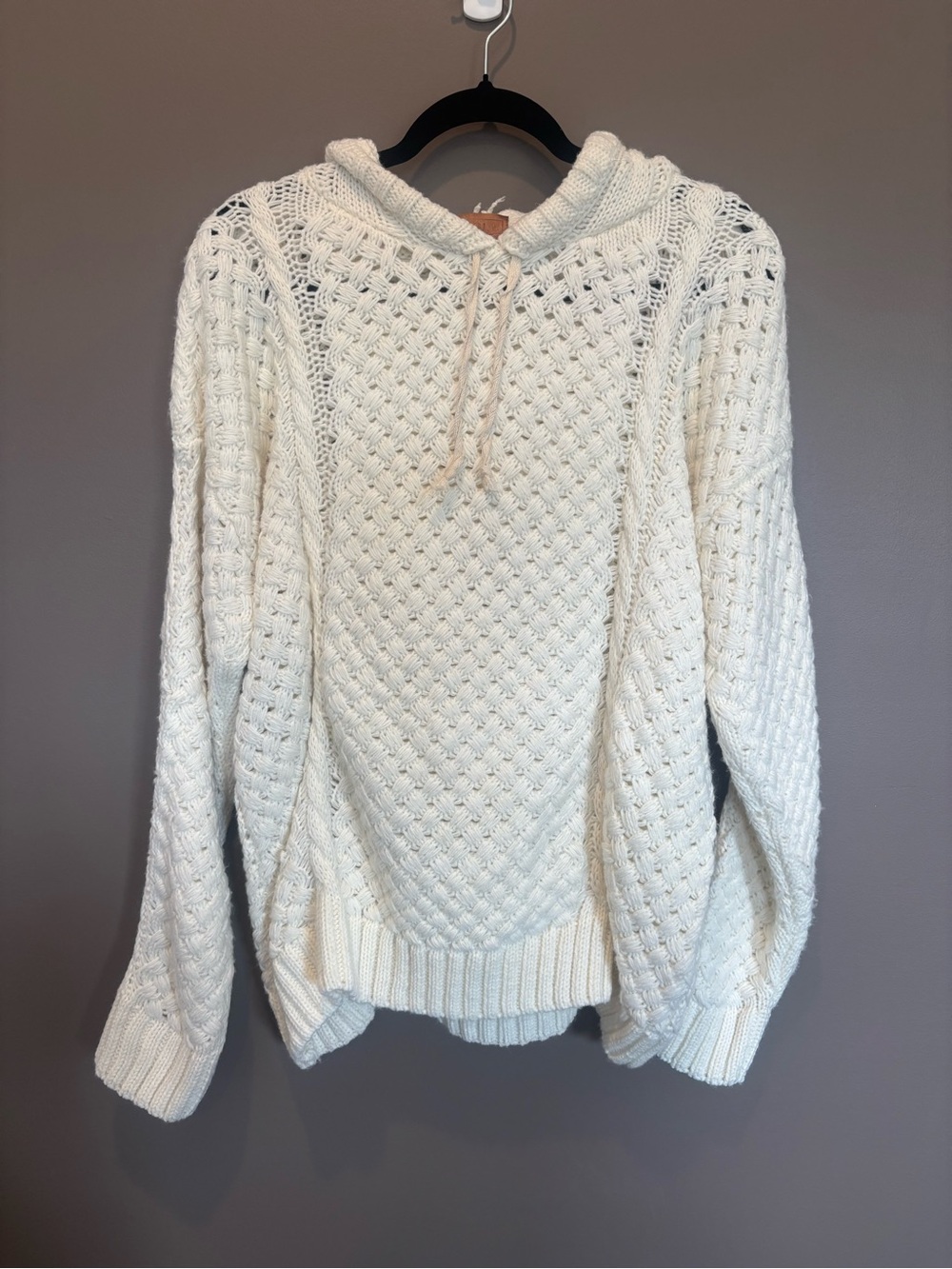POL Cream Cable Knit Hooded Sweater